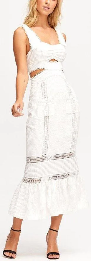 'A Foreign Affair' Midi Dress, White