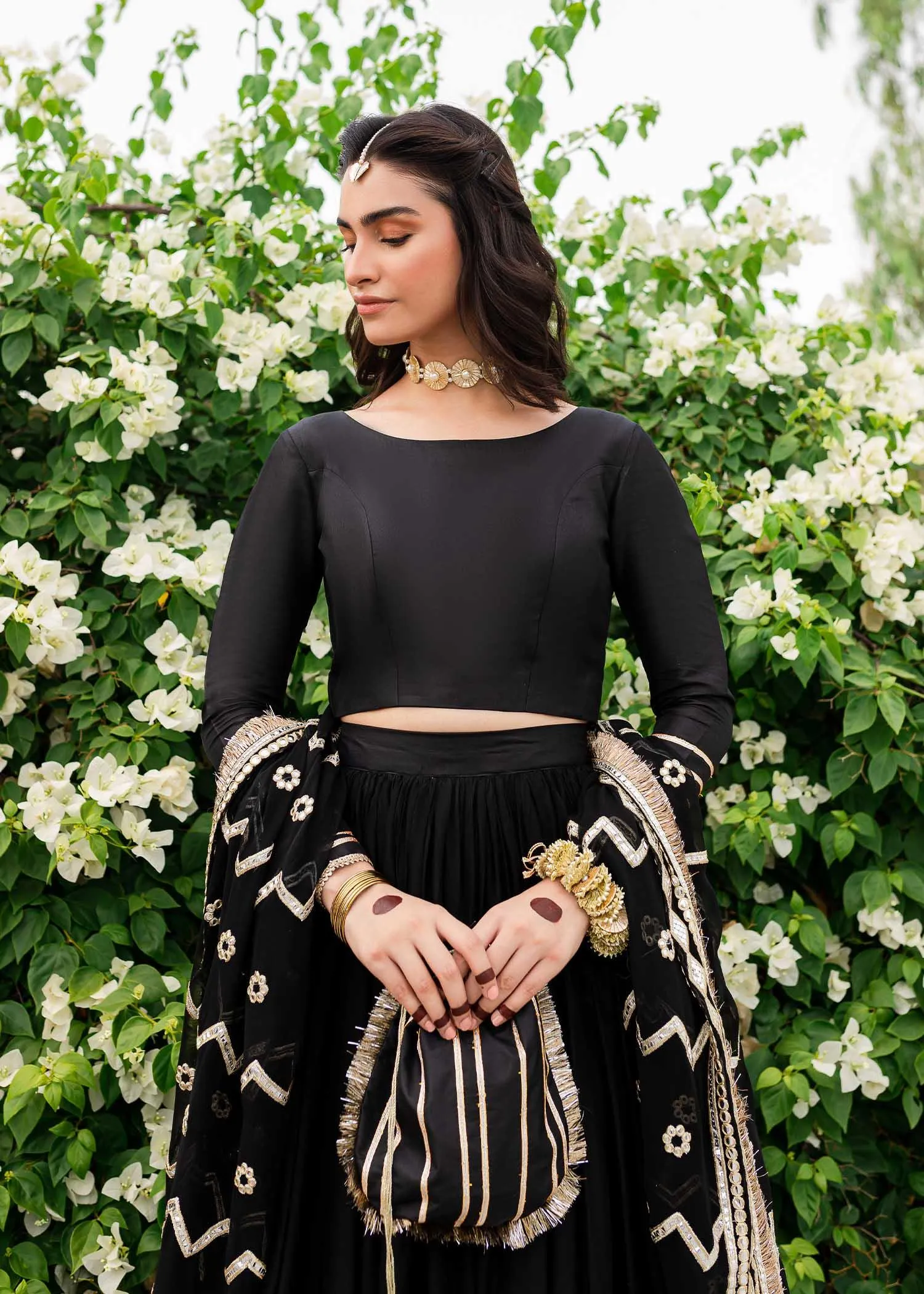 Allure by Ih - ZAR - Silk & Chiffon - Black - 4 Piece - Lehnga