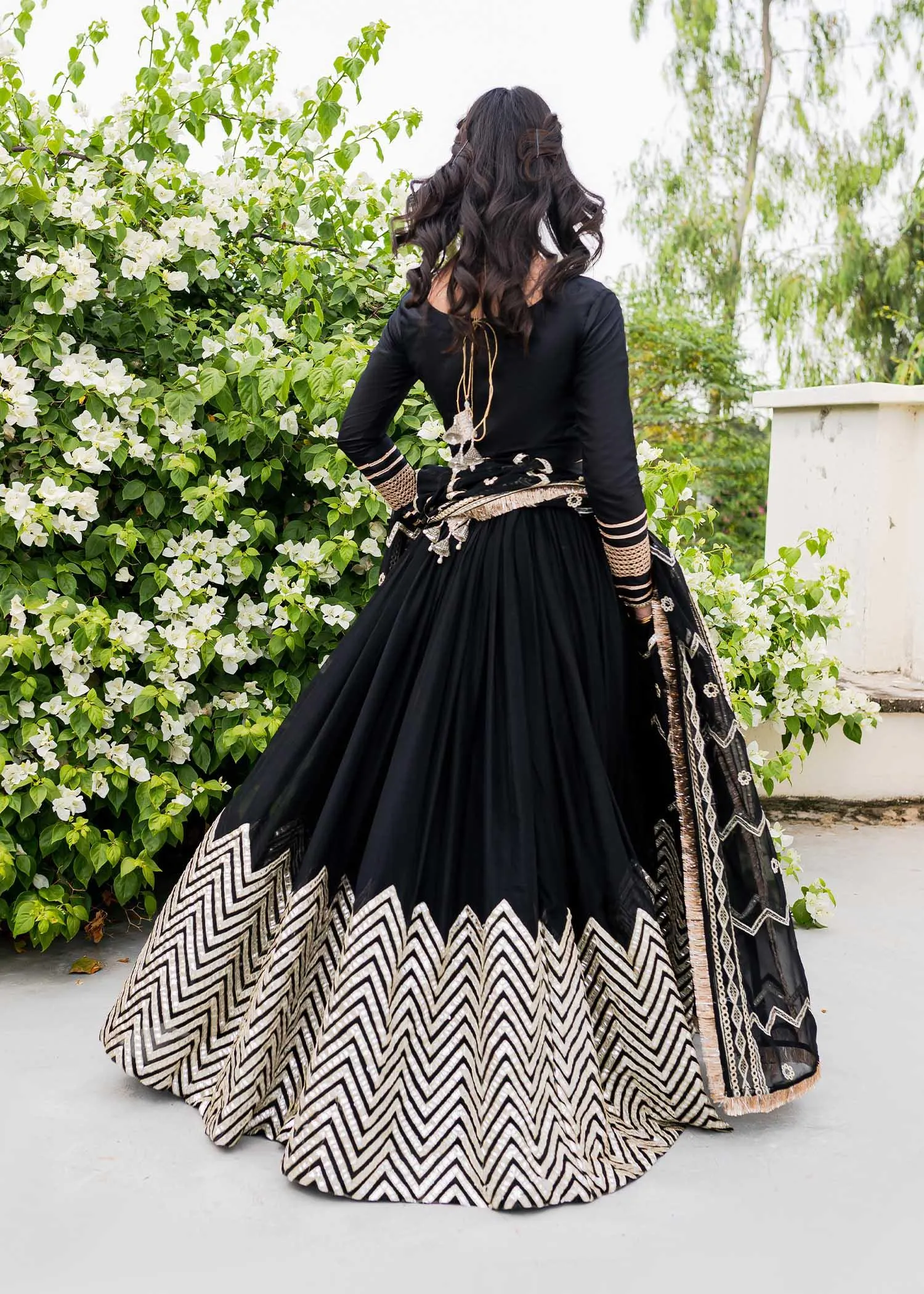 Allure by Ih - ZAR - Silk & Chiffon - Black - 4 Piece - Lehnga