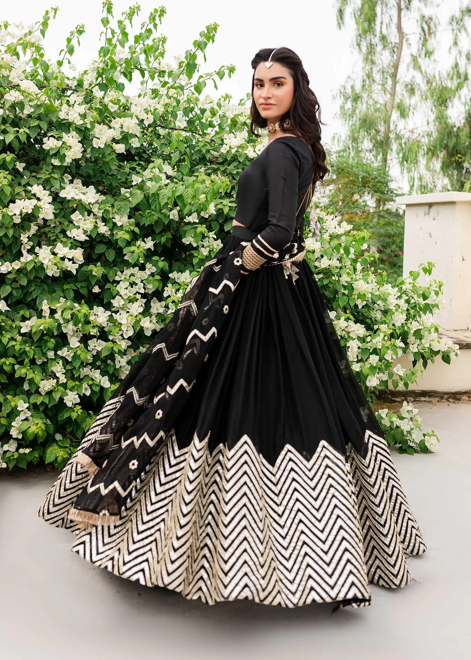 Allure by Ih - ZAR - Silk & Chiffon - Black - 4 Piece - Lehnga