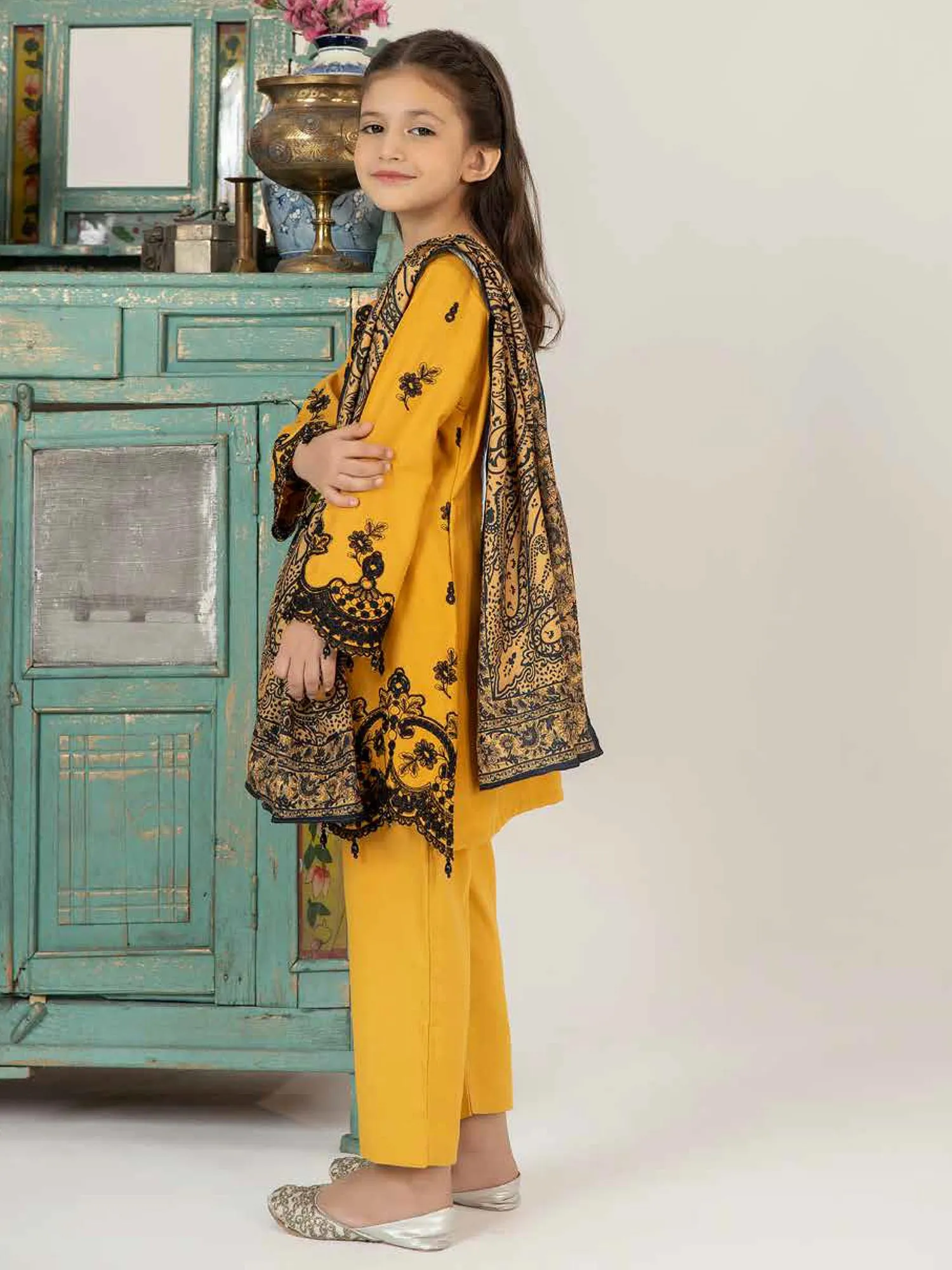 Ally's "Mummy & Me" Mustard Dhanak Suit (DNK-27)