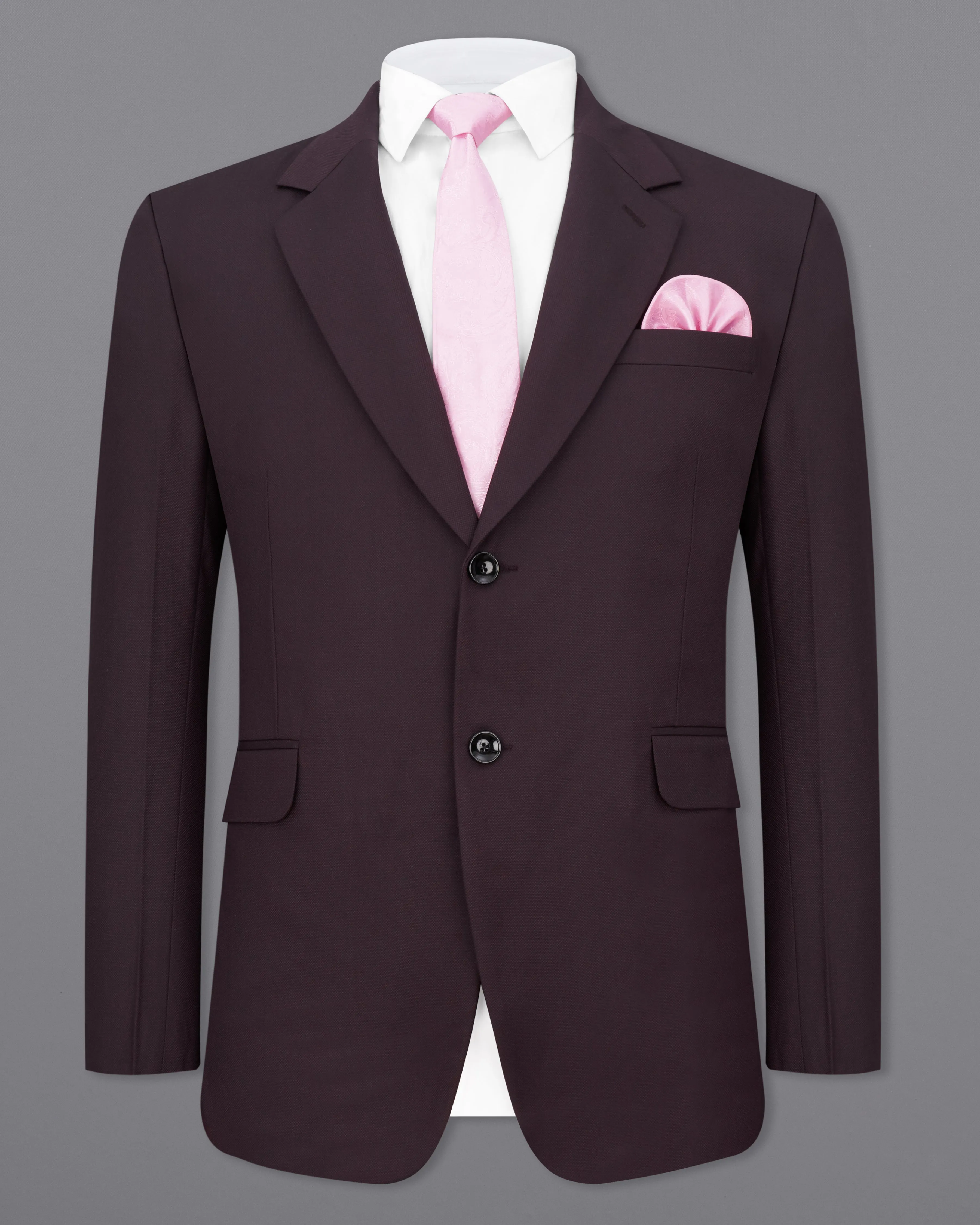 Aubergine Maroon Single Breasted Blazer