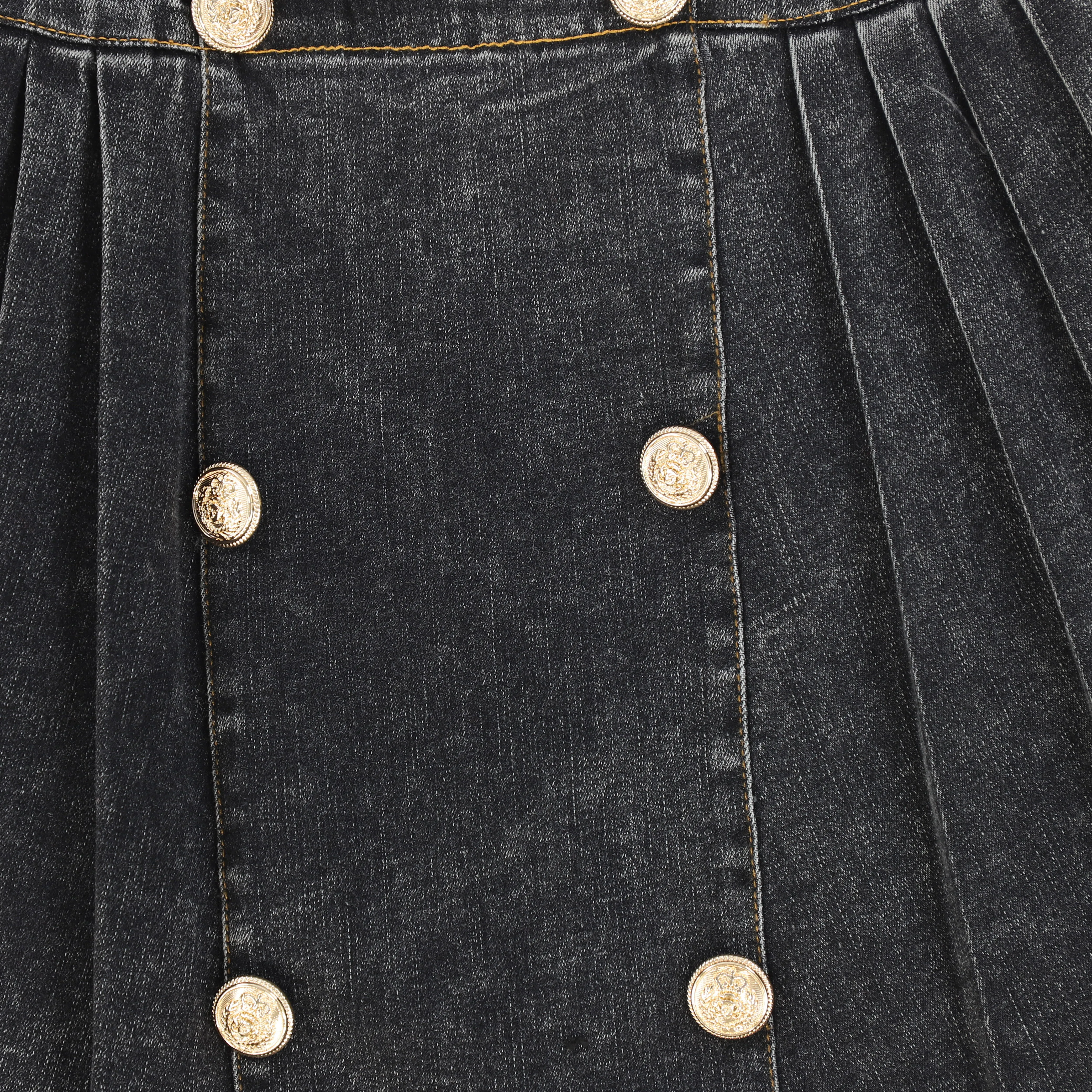 BACE COLLECTION BLACK DENIM PLEATED DOUBLE BUTTON SKIRT