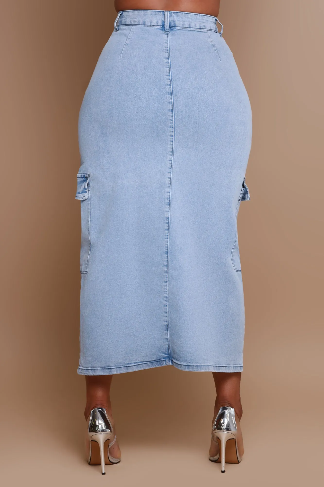 Be Gone Denim Cargo Skirt - Light Wash