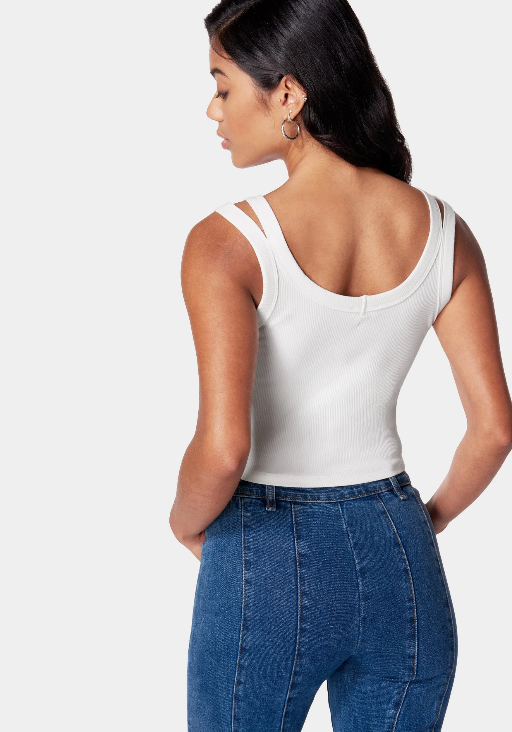 Bebe Logo Cropped Rib Top