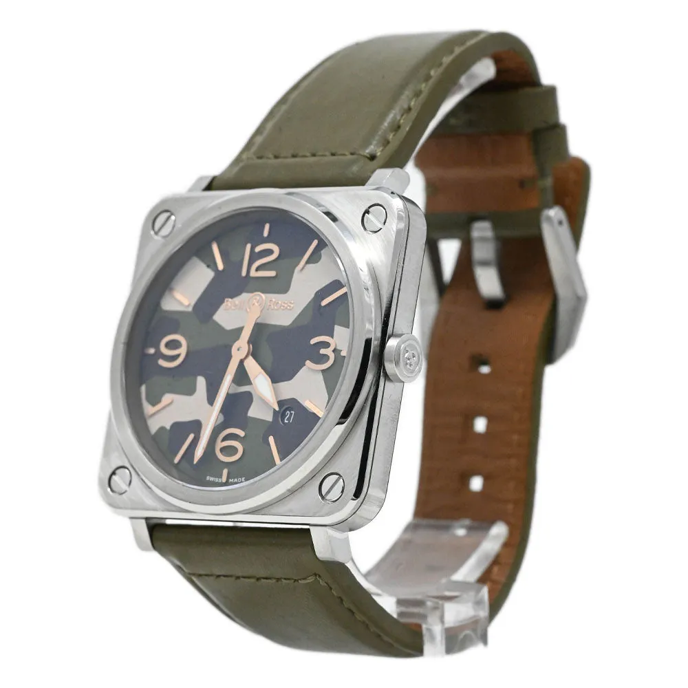 Bell & Ross Men's Aviation Stainless Steel 39mm Khaki Green Camo Dial Watch Reference #: BRS-CK-ST/SCA