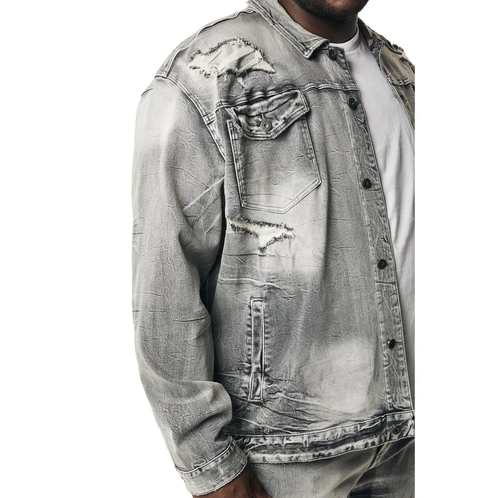 Big and Tall - Wave Effect Jean Jacket - Union Grey