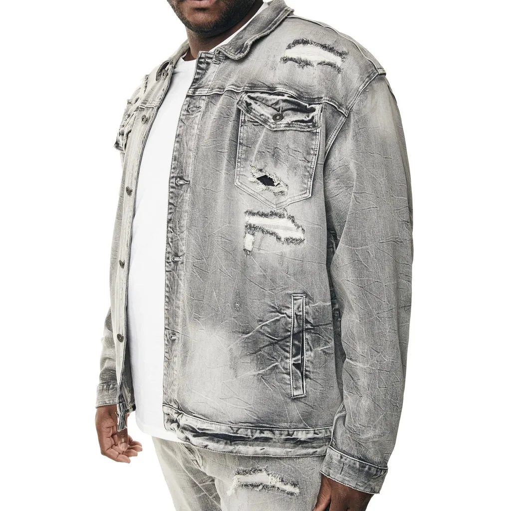 Big and Tall - Wave Effect Jean Jacket - Union Grey