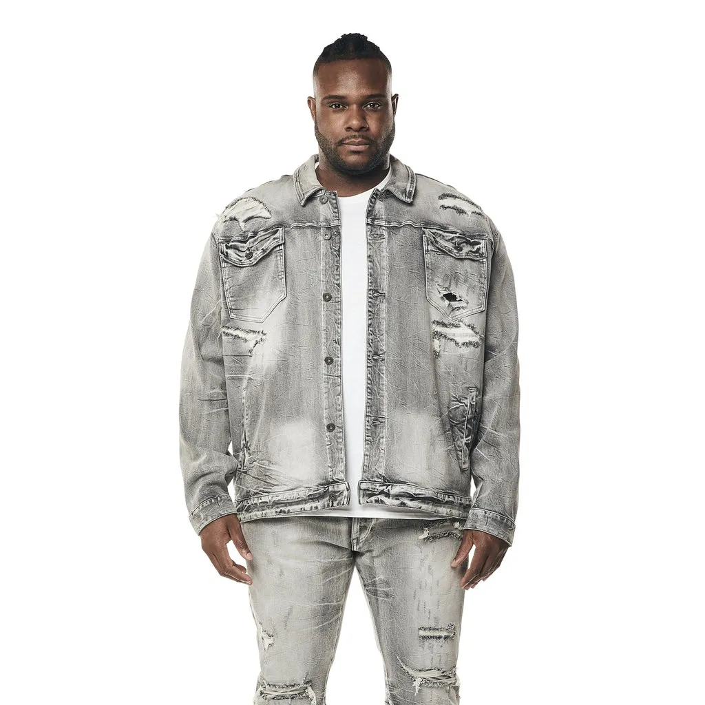 Big and Tall - Wave Effect Jean Jacket - Union Grey