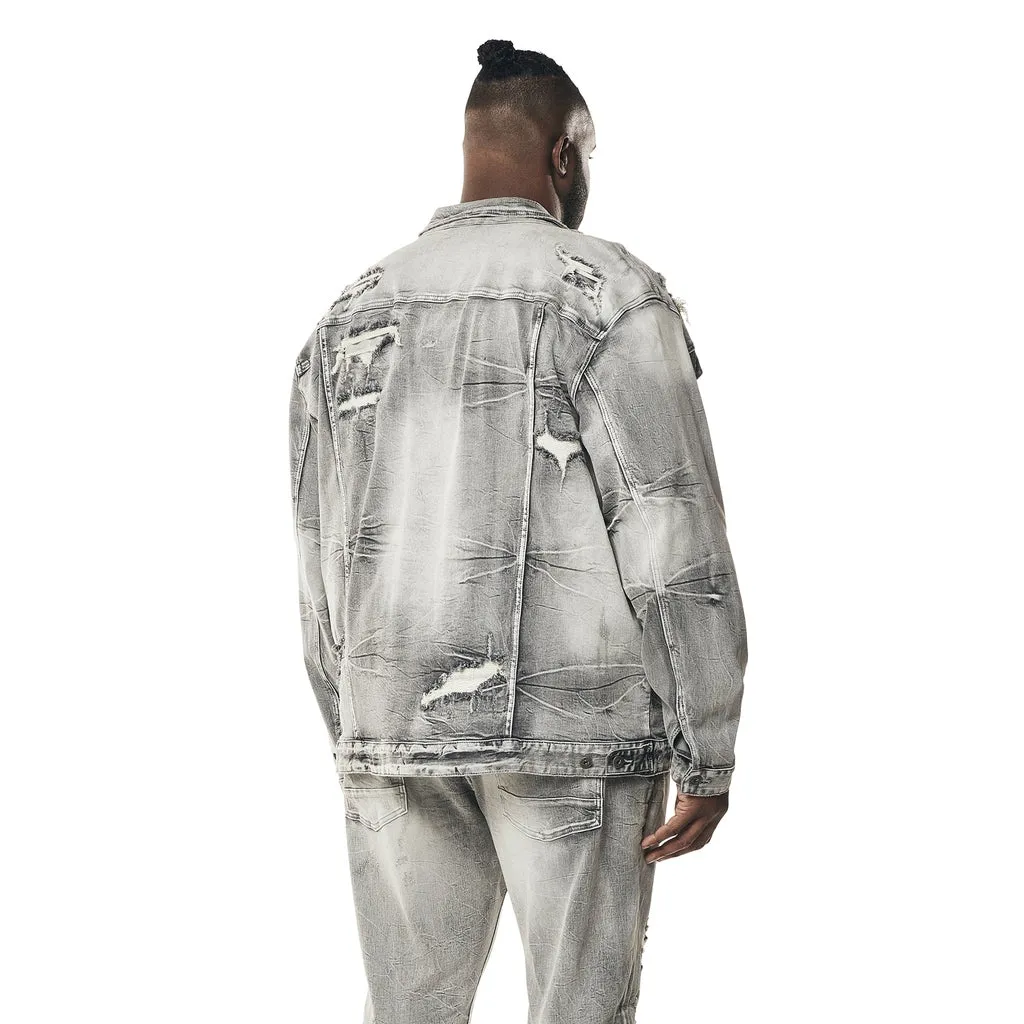 Big and Tall - Wave Effect Jean Jacket - Union Grey