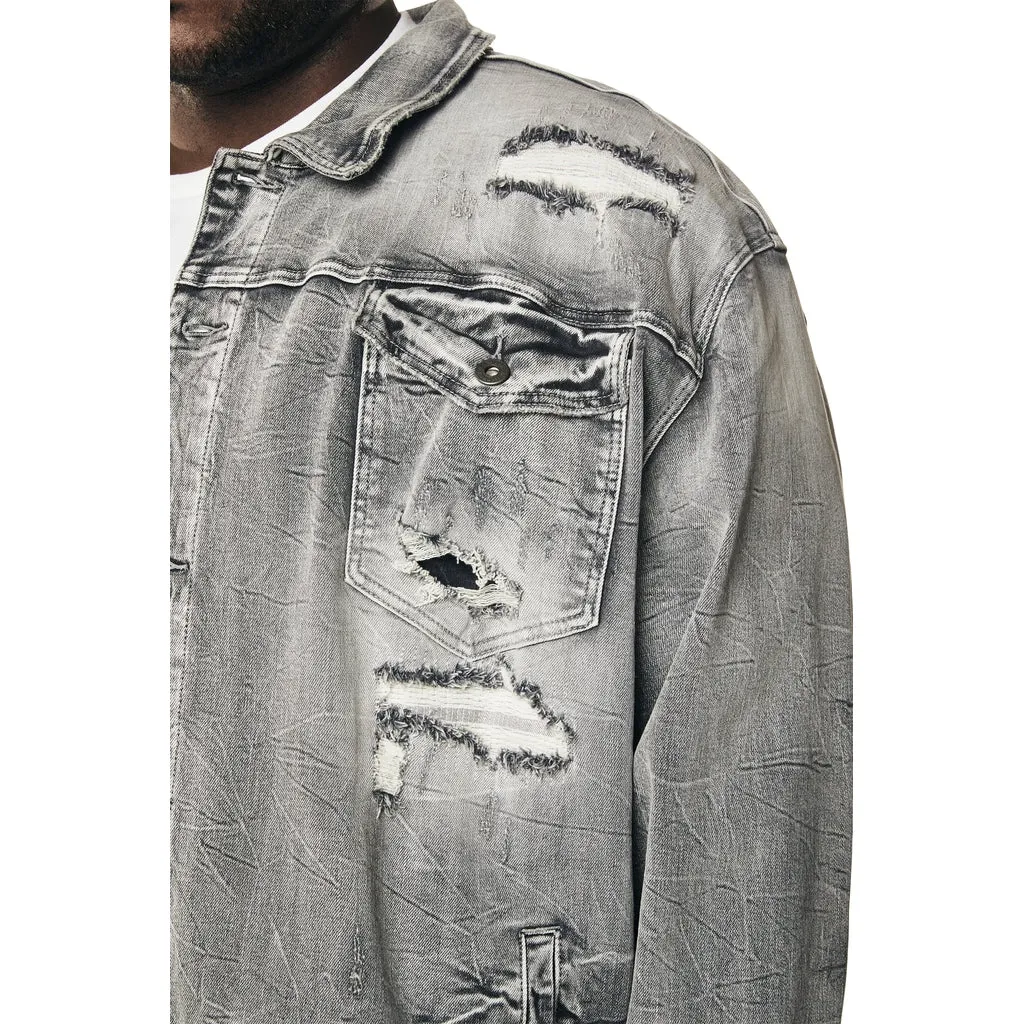 Big and Tall - Wave Effect Jean Jacket - Union Grey