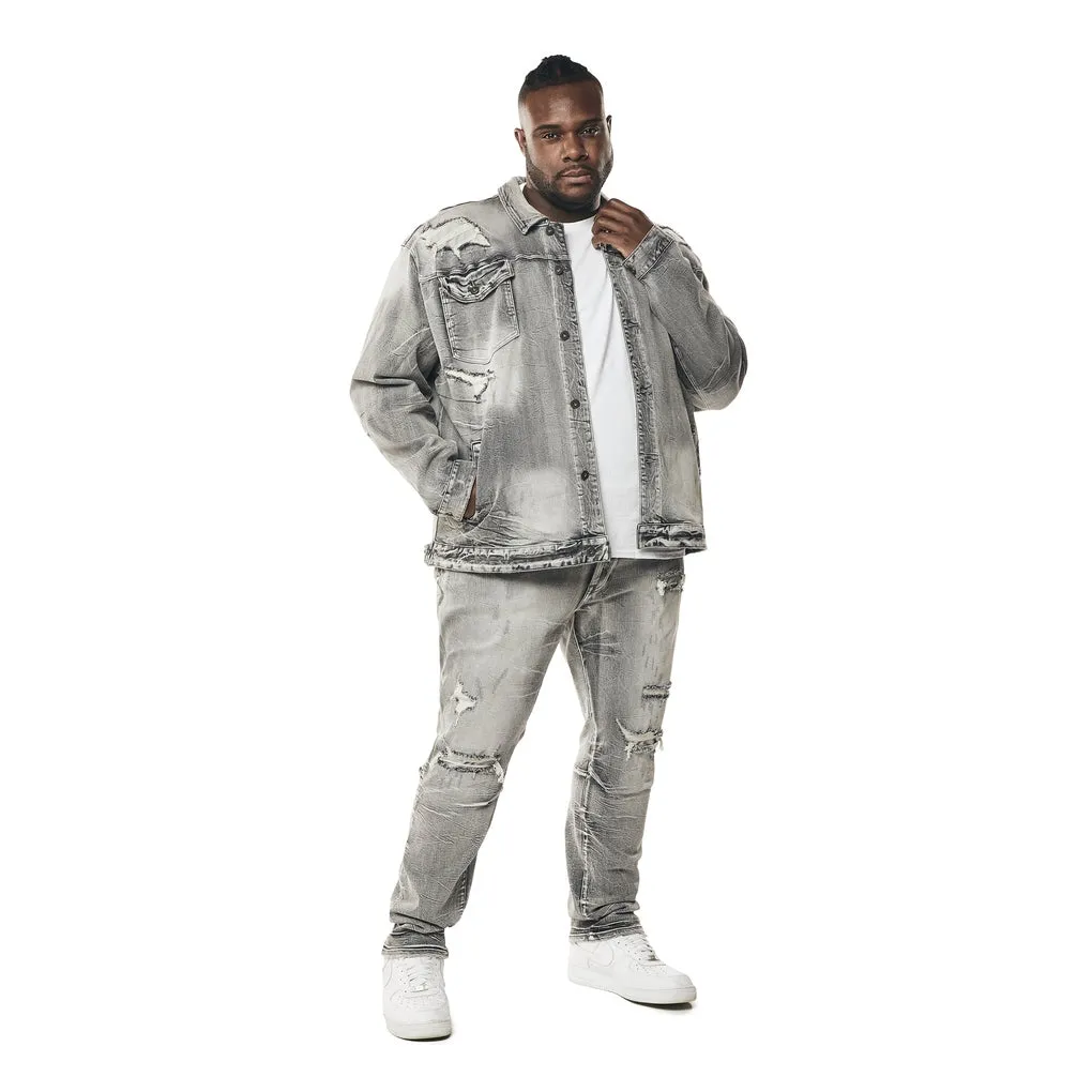 Big and Tall - Wave Effect Jean Jacket - Union Grey