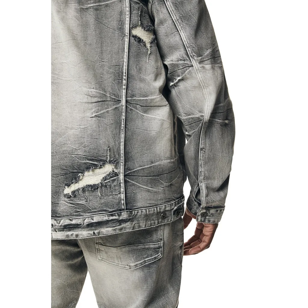 Big and Tall - Wave Effect Jean Jacket - Union Grey