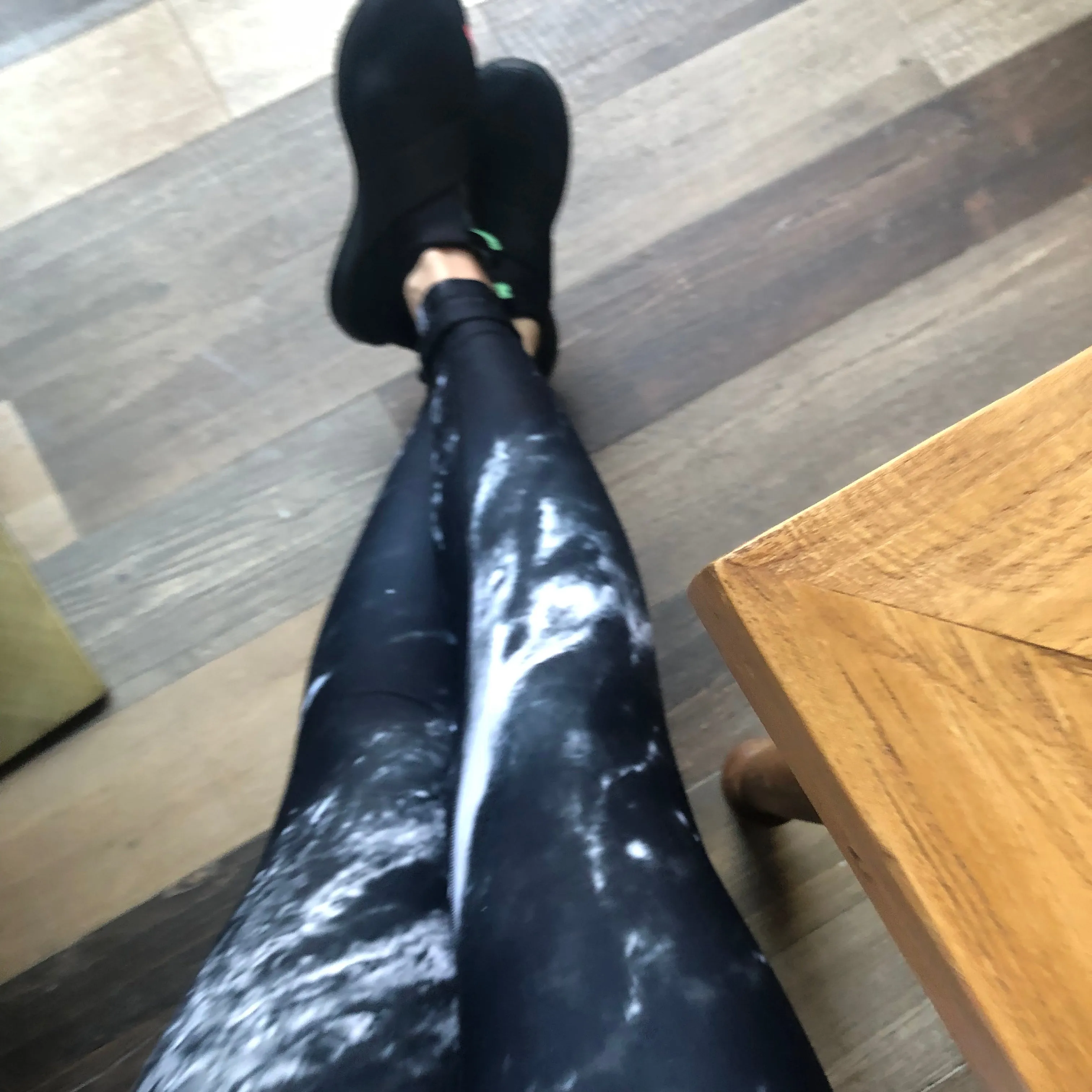 Black Abstract Marble Yoga Leggings, Grey White Black Marbled Print Women's Tights-Made in USA/EU