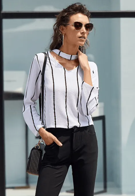 BLACK & WHITE BOSS BABE TOP