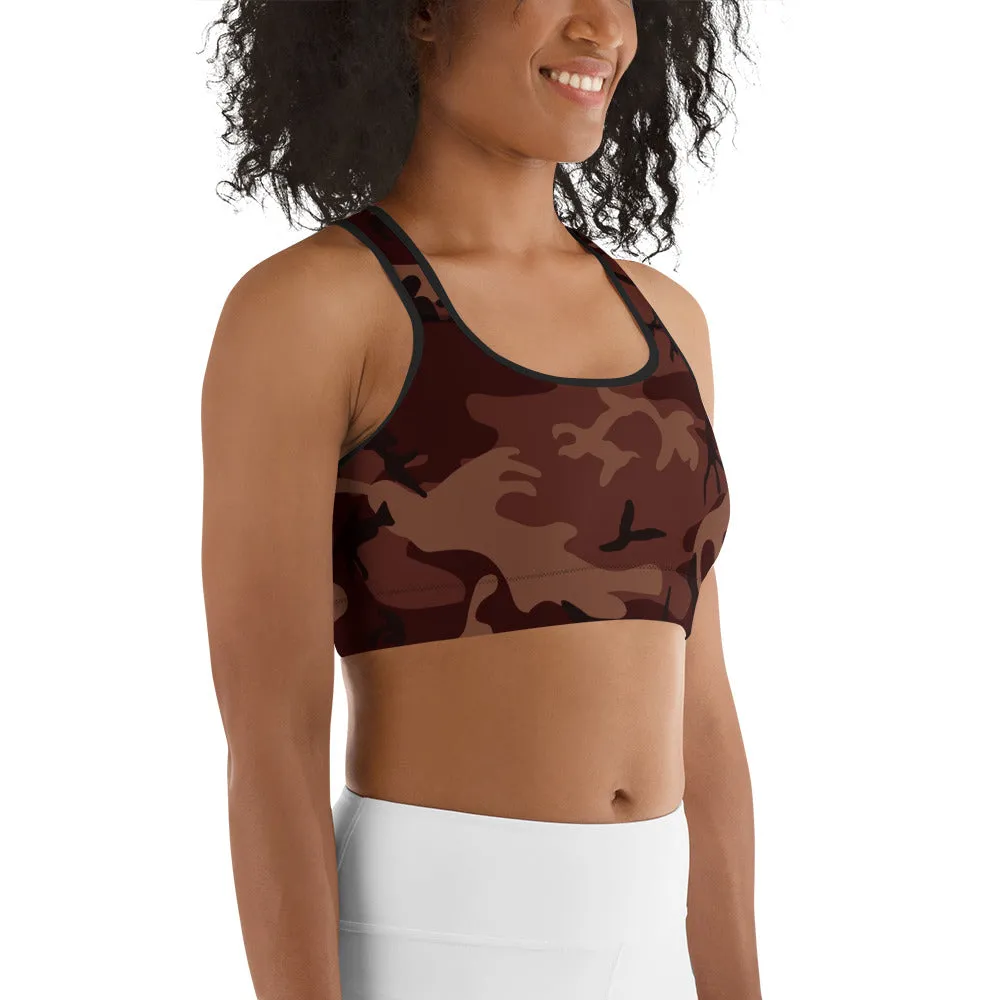 Burgundy Camouflage Sports Bra