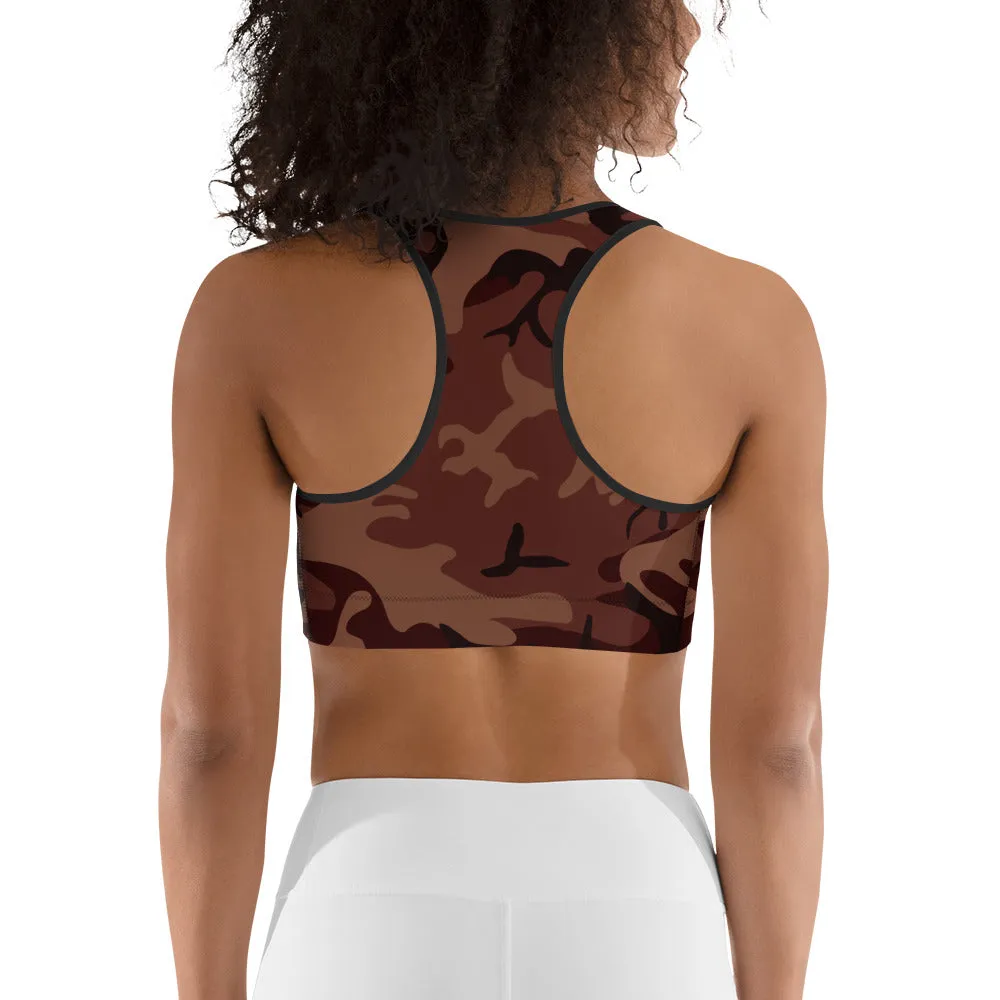 Burgundy Camouflage Sports Bra