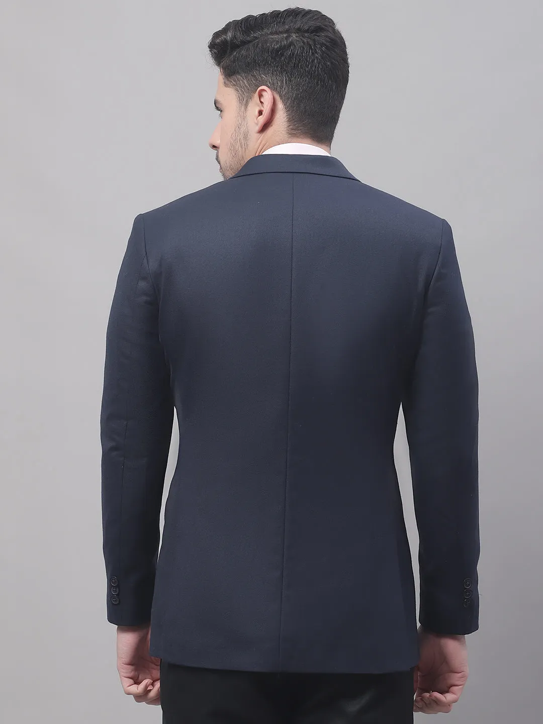 Cantabil Blue Solid Full Sleeves Formal Blazer For Men