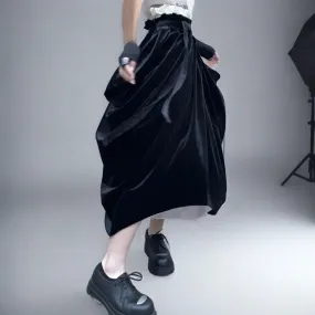 Casual Minimal Goth Irregular Design Layered Skirt