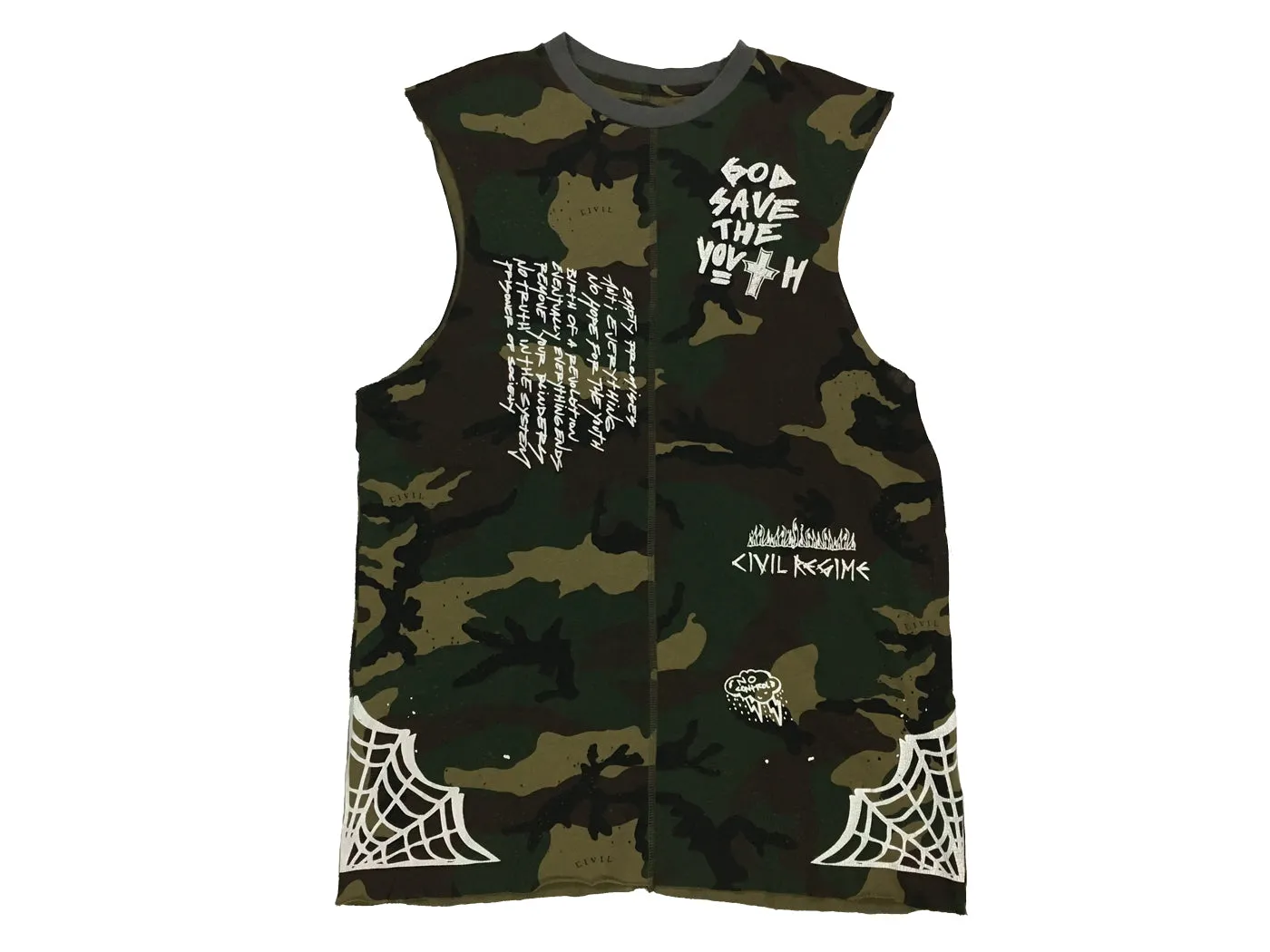 Civil Regime No Control Over Sized Camo Muscle T-Shirt