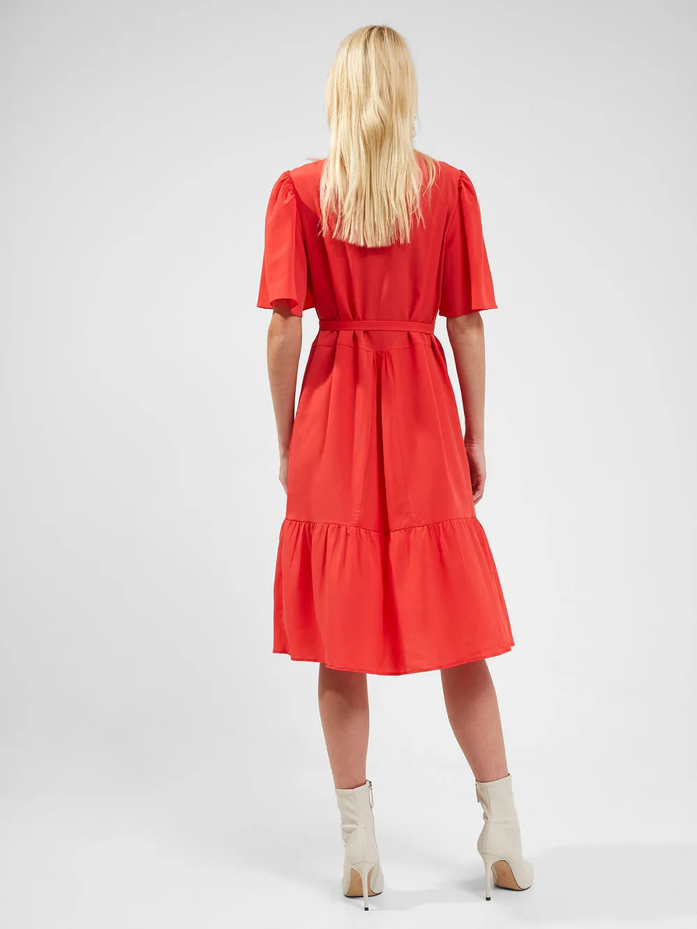 Courtney Crepe Tiered Dress - Hibiscus