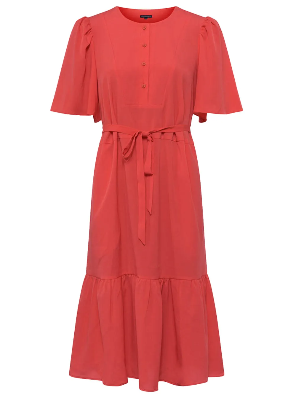 Courtney Crepe Tiered Dress - Hibiscus