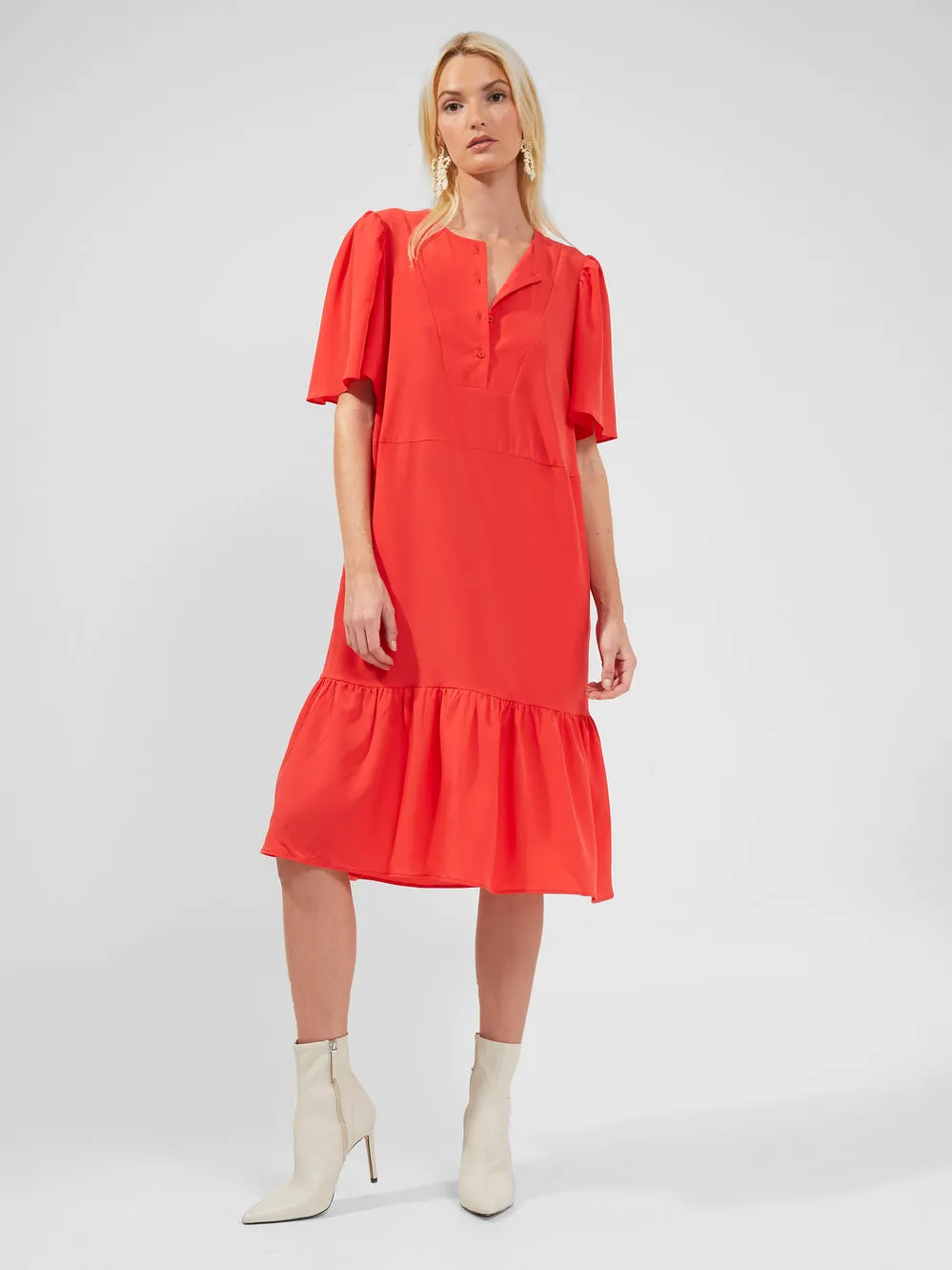 Courtney Crepe Tiered Dress - Hibiscus