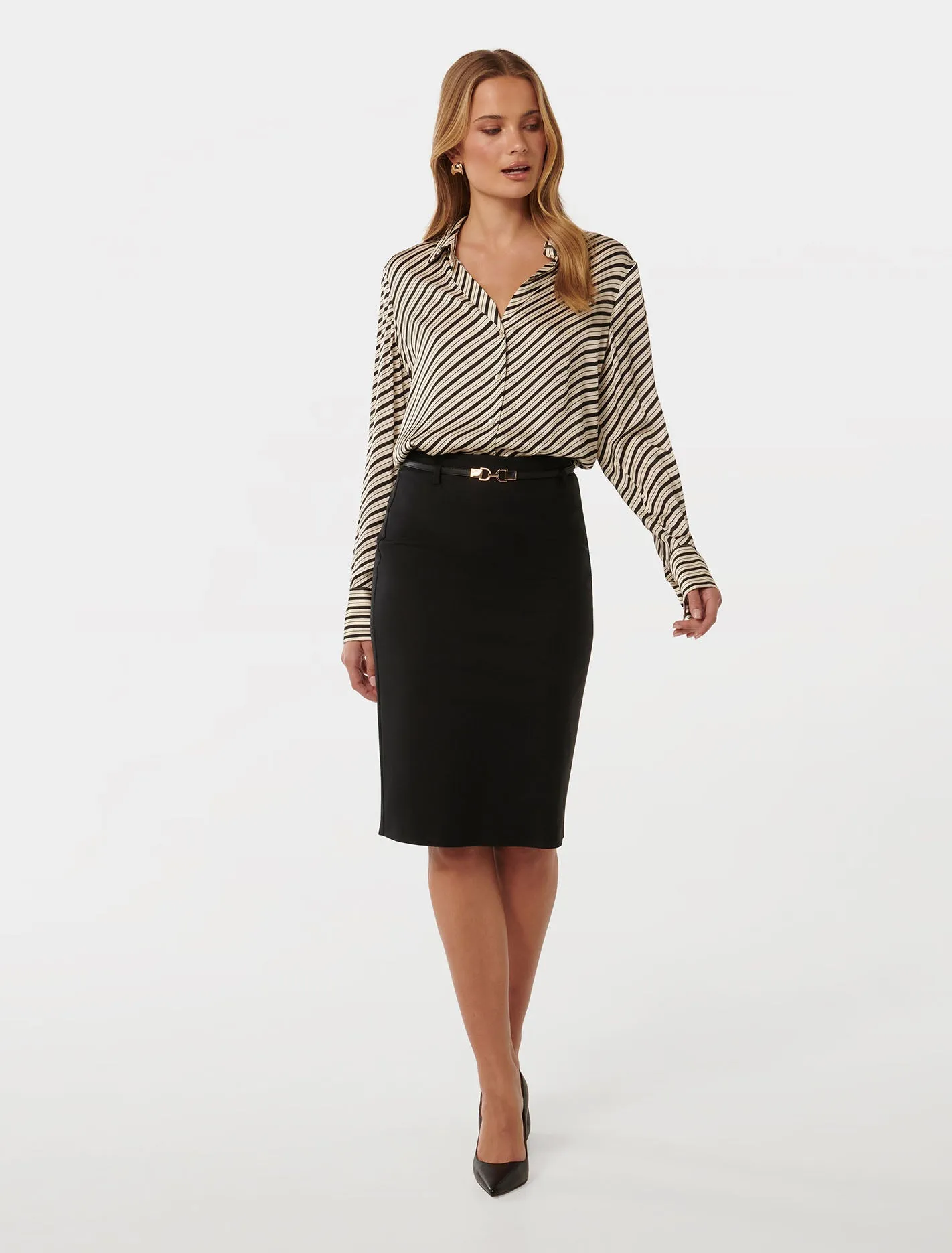 Dina Belted Pencil Skirt