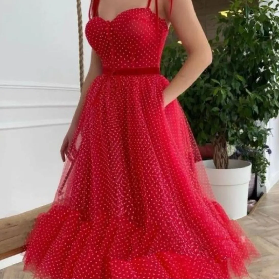 Dotted Tulle With Pocket Short Prom Dress