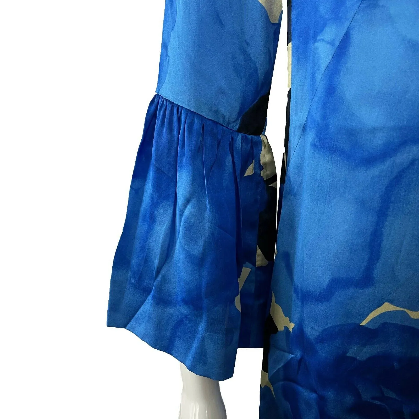 Dries Van Noten - Blue Floral Satin Dress - Blue / White / Black - IT 34 US 00