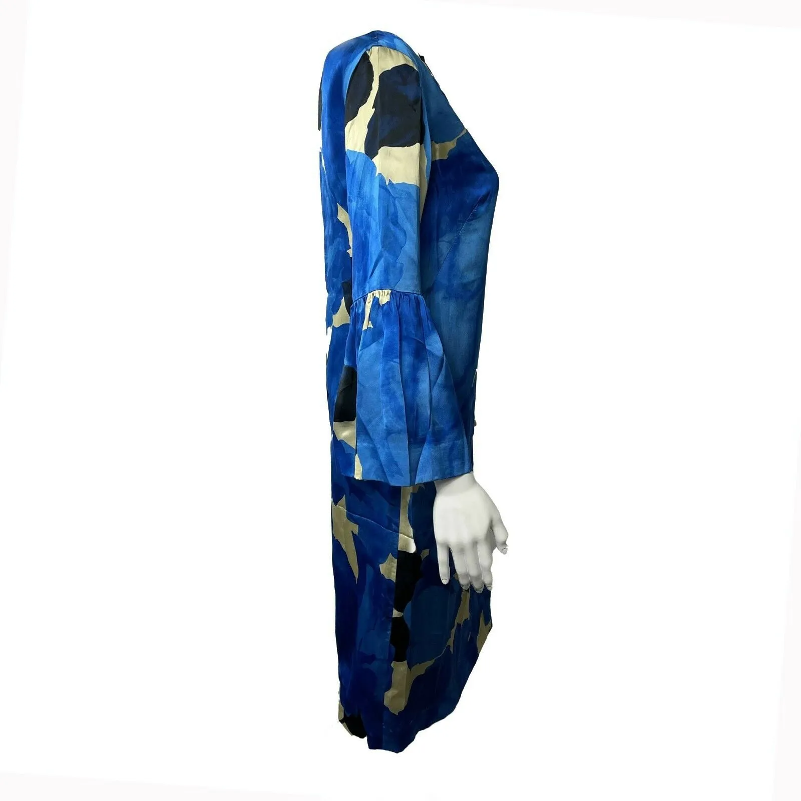 Dries Van Noten - Blue Floral Satin Dress - Blue / White / Black - IT 34 US 00