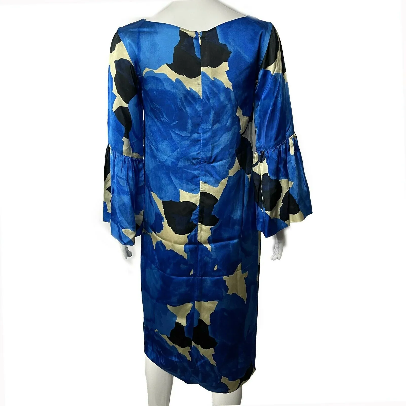 Dries Van Noten - Blue Floral Satin Dress - Blue / White / Black - IT 34 US 00