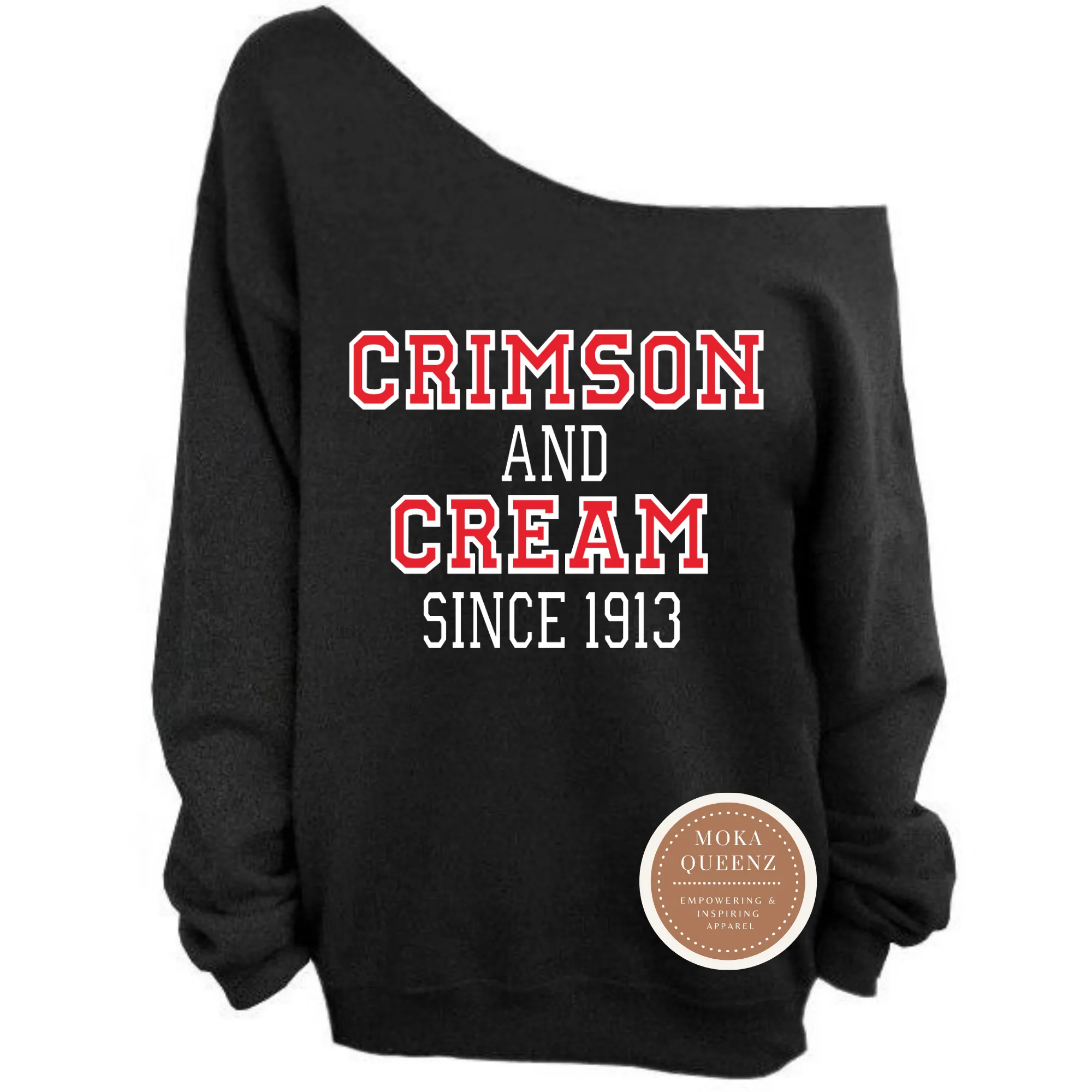 DST Crimson and Cream Off The Shoulder Shirt