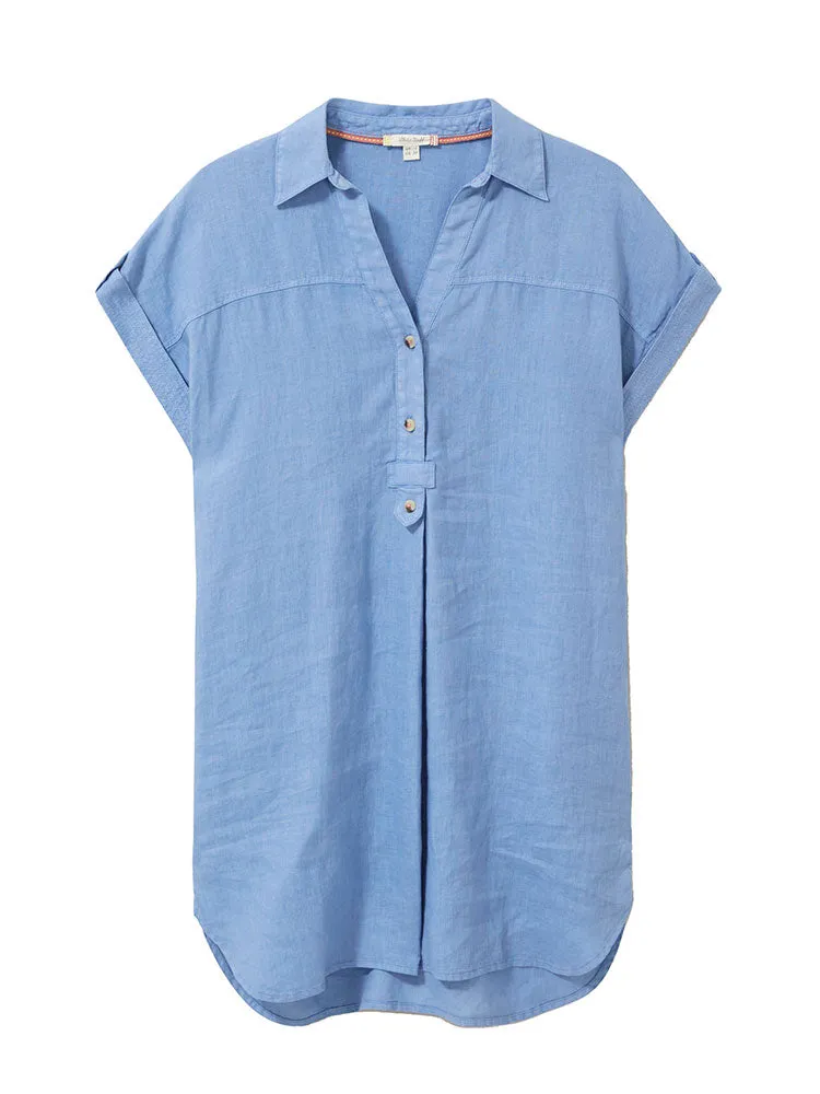 Elsie Linen Tunic - Mid Blue