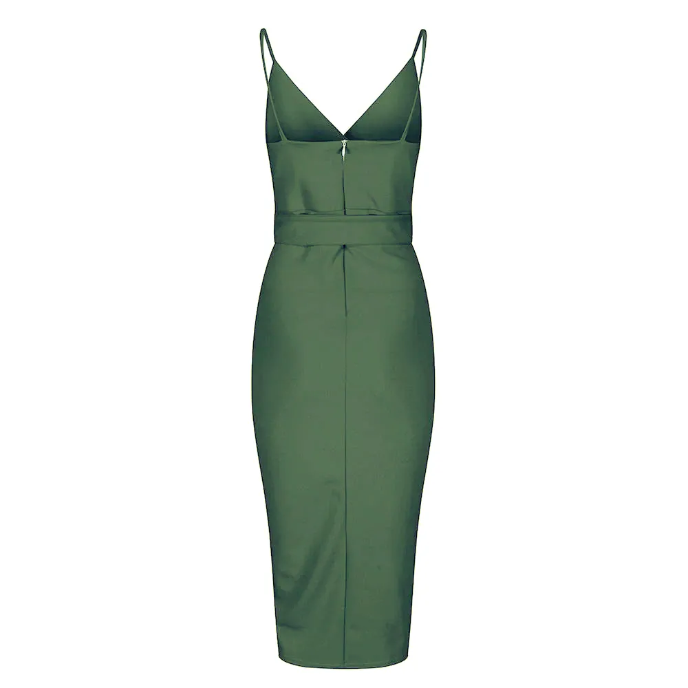 Emerald Green Strappy Bodycon Wiggle Dress