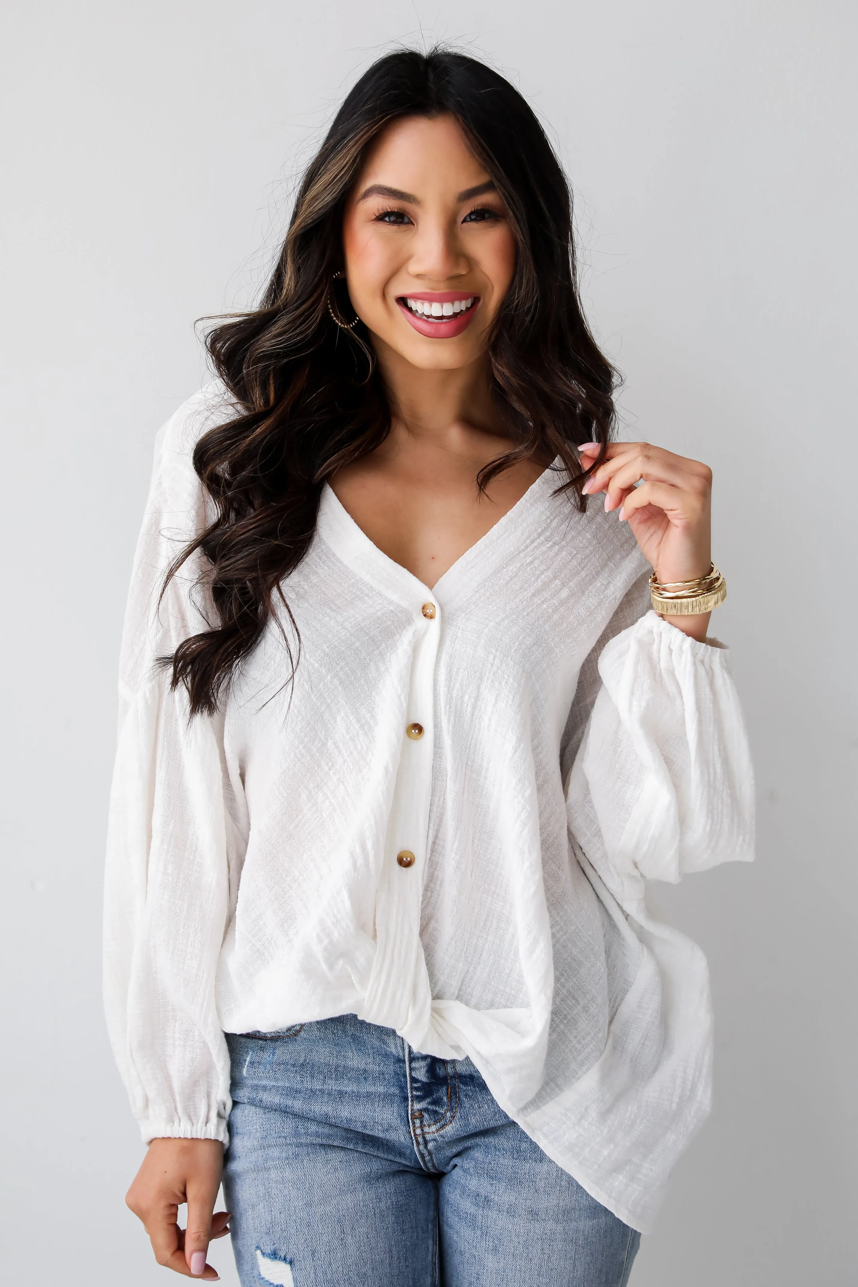 FINAL SALE - Blissful Simplicity White Linen Blouse