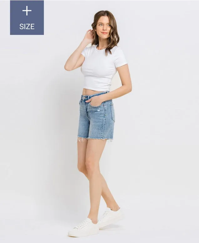 Goshen High Rise Midi Denim Shorts