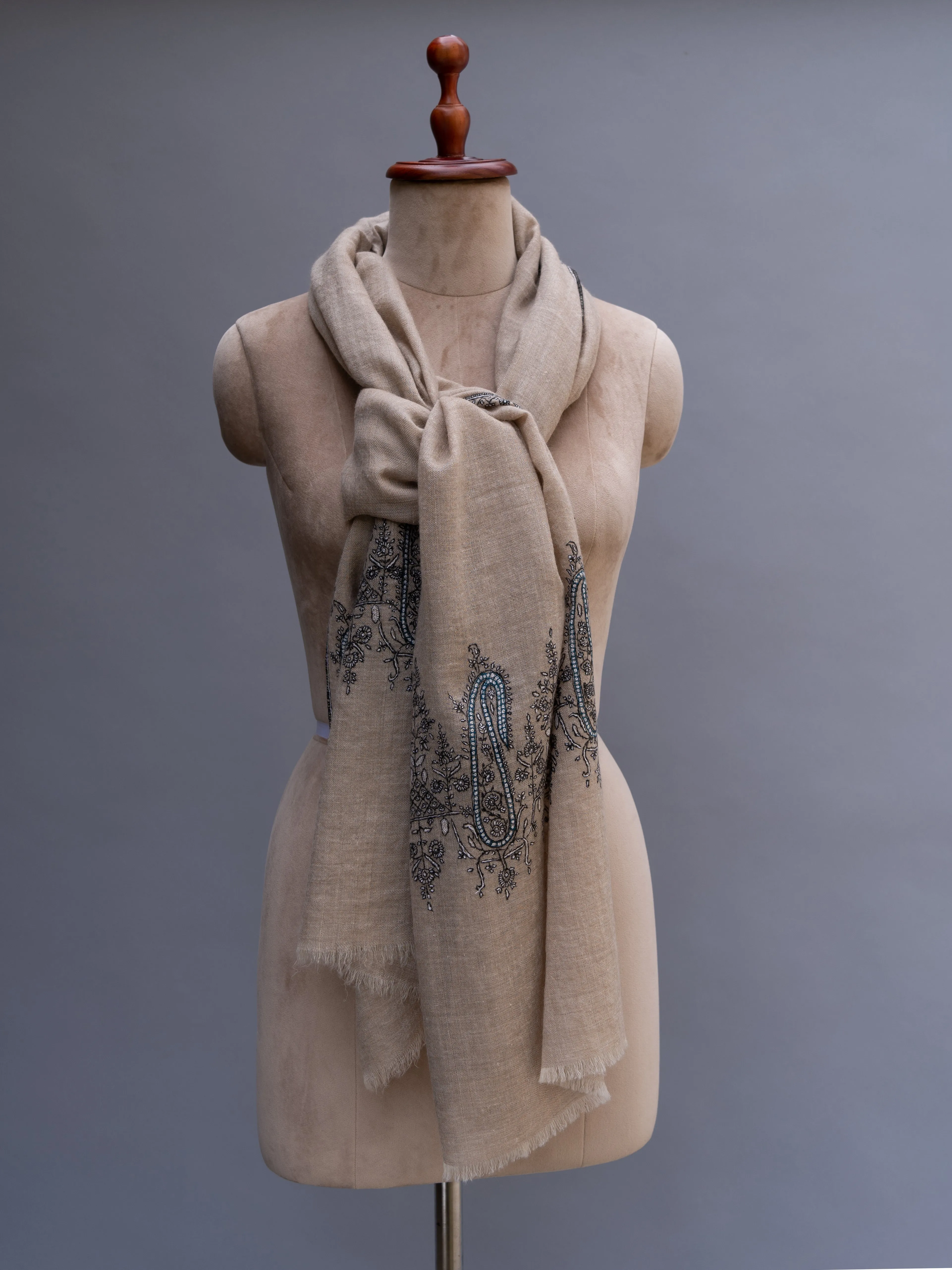 Grey Evening Wear Cashmere Wrap