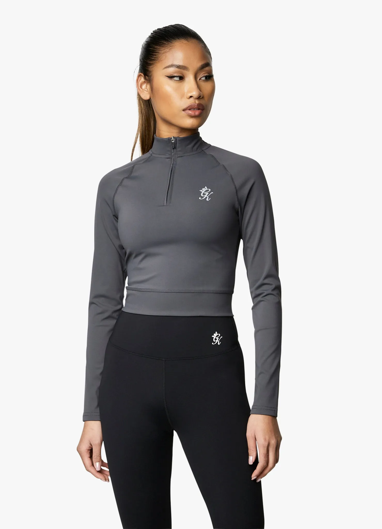 Gym King 1/4 Zip Funnel - Dark Grey/Silver