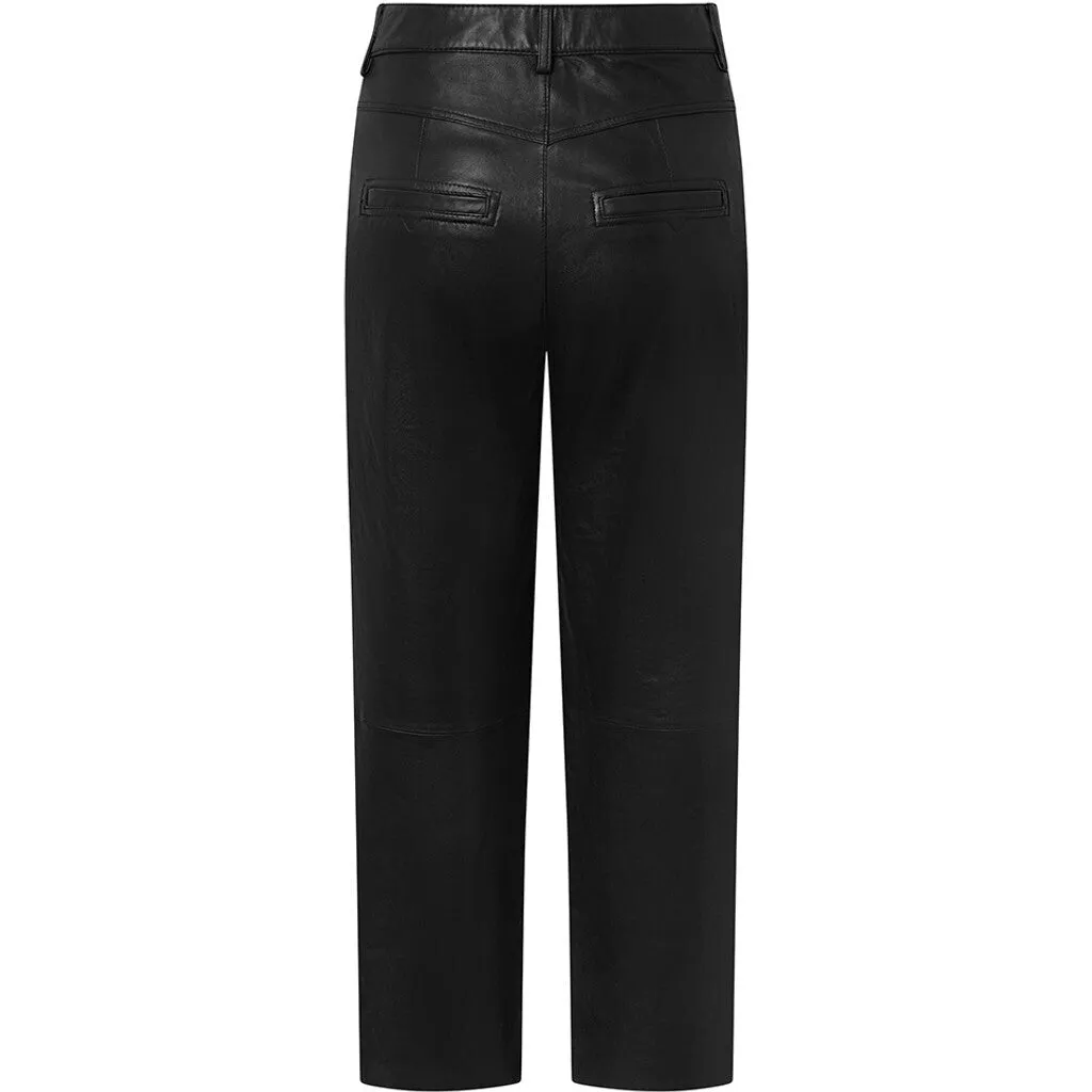 HW regular fitting Boa leather pants / 51142 - Black (Nero)