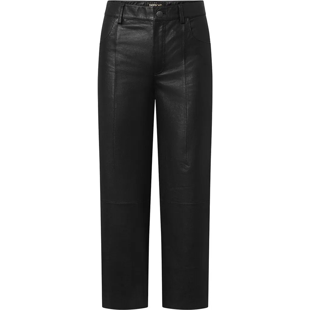 HW regular fitting Boa leather pants / 51142 - Black (Nero)