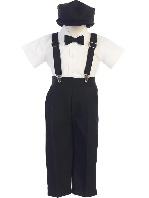 Infants Toddlers Boys Black Pants and Suspenders Outfit 825