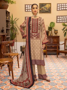 Light Brown Winter Dhanak Embroidered 3-Piece Suit