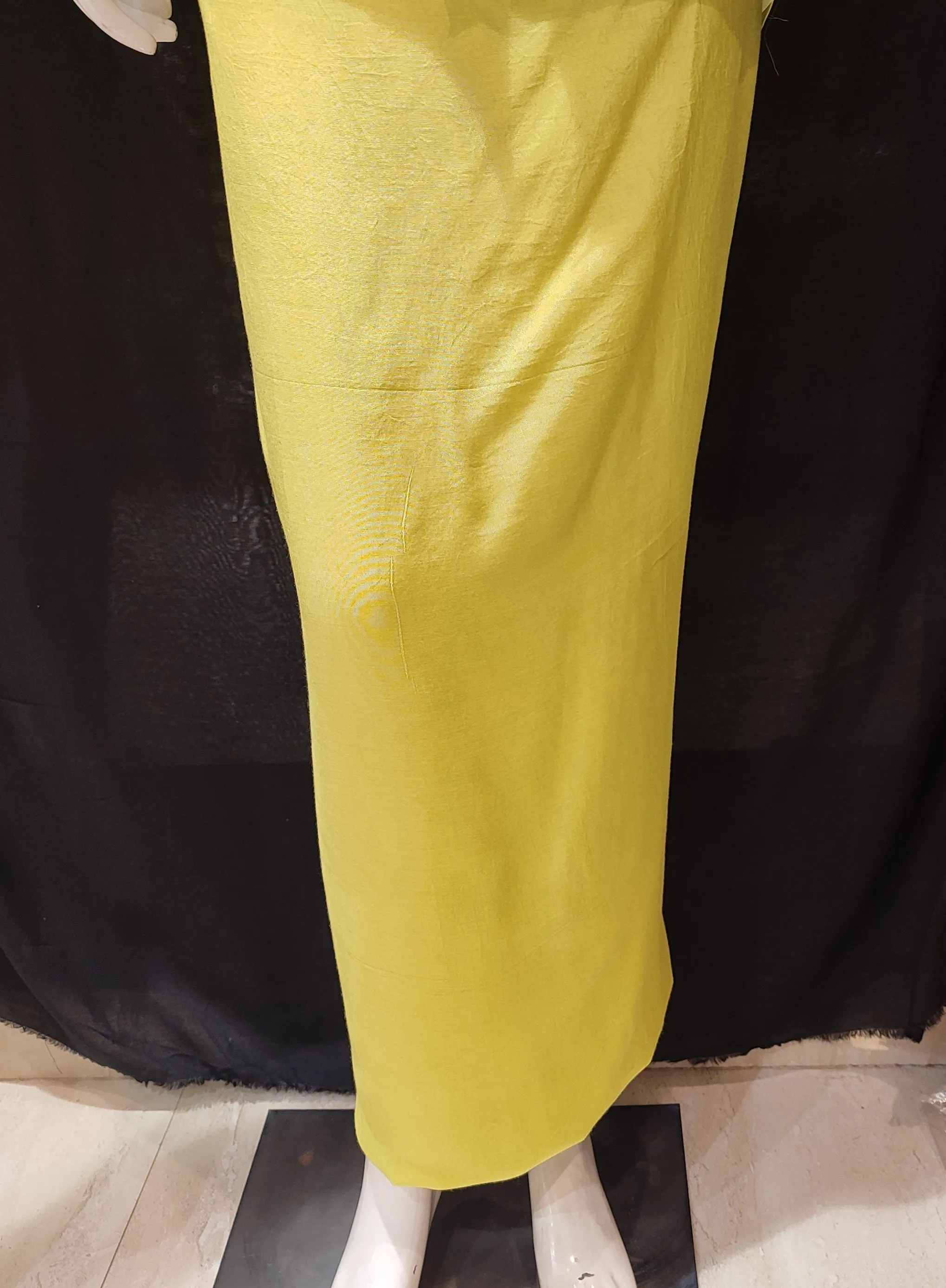 Lime Yellow Organza Unstitched Suit With Cutdana Handwork