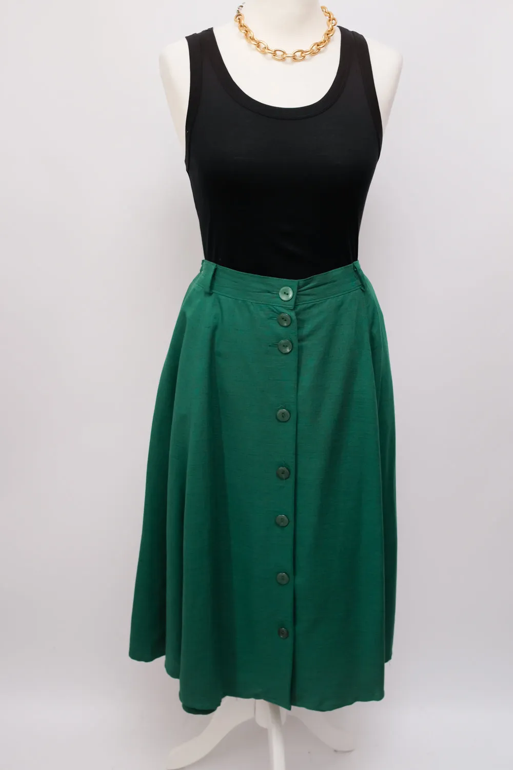 LINEN VISCOSE GREEN VINTAGE SKIRT