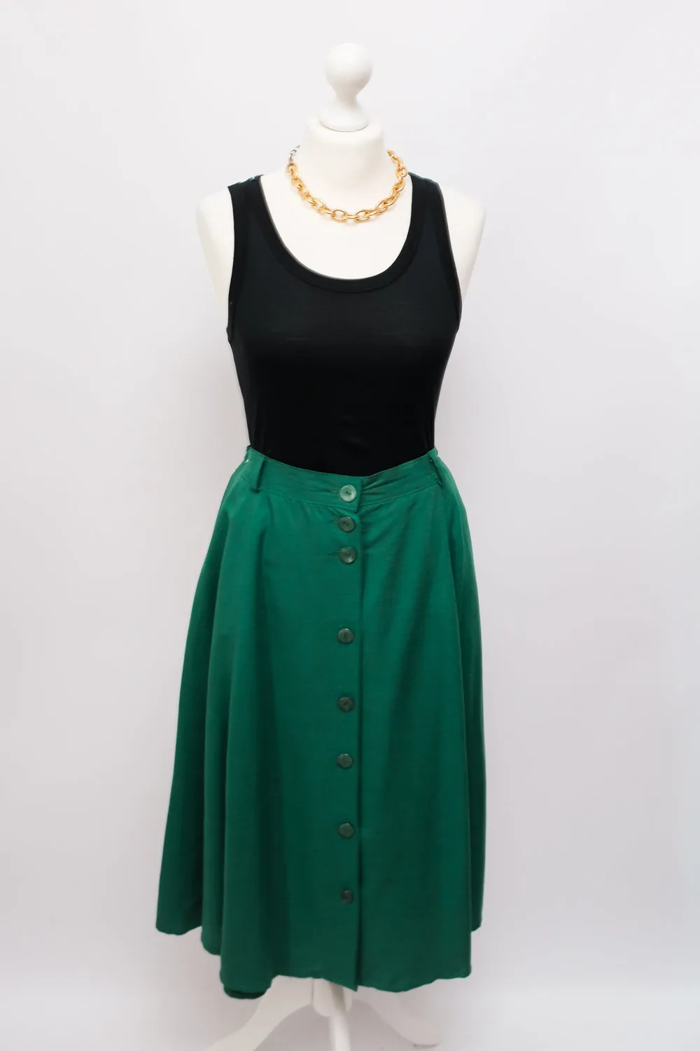 LINEN VISCOSE GREEN VINTAGE SKIRT