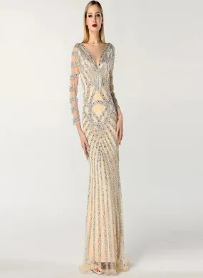 Lydia Beading Tassel Evening Gown