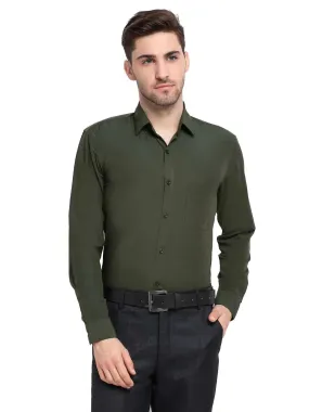 Men's Cotton Solid Mehndi Green Formal Shirt's - Taantav