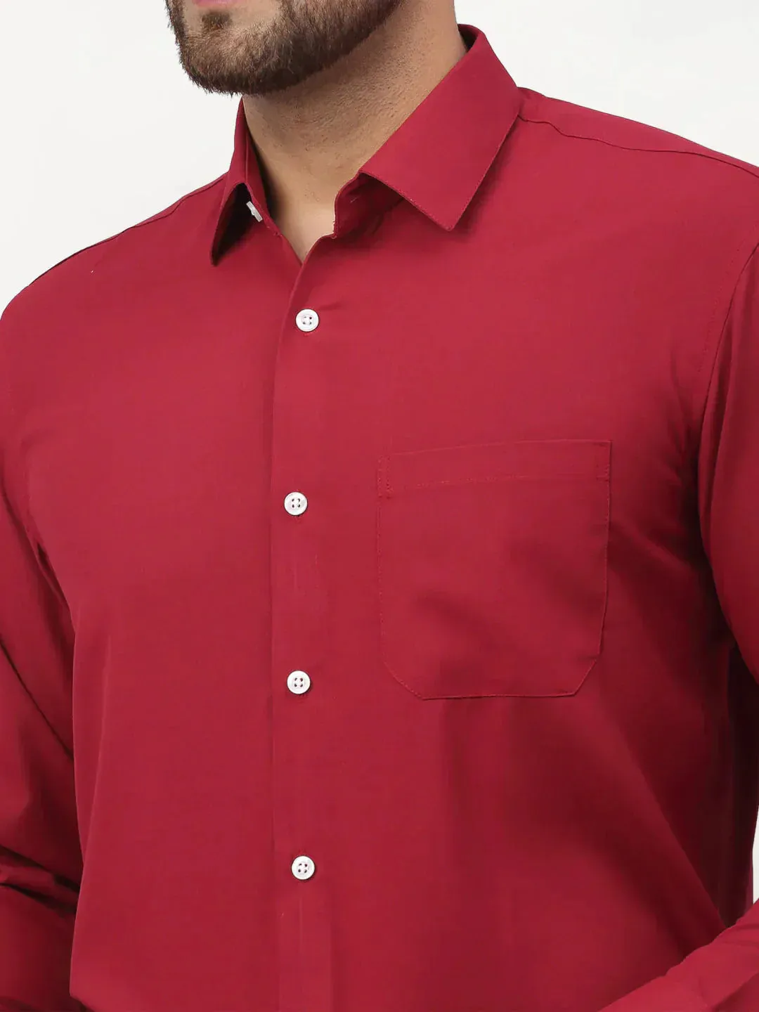 Men's Maroon Solid Formal Shirts - Taantav