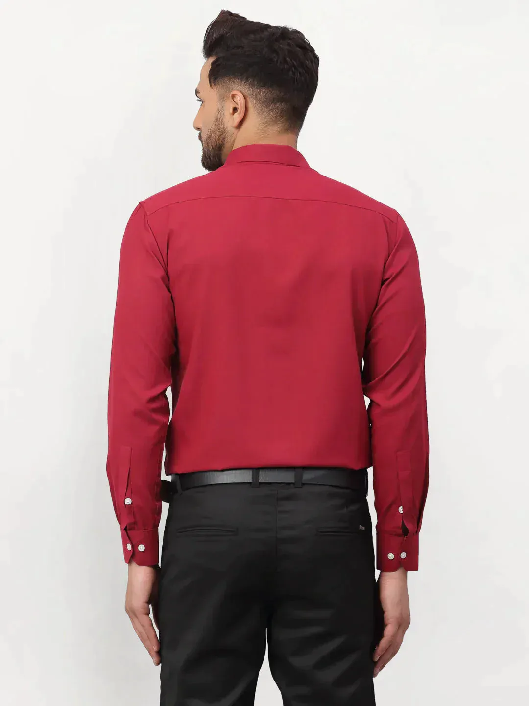 Men's Maroon Solid Formal Shirts - Taantav